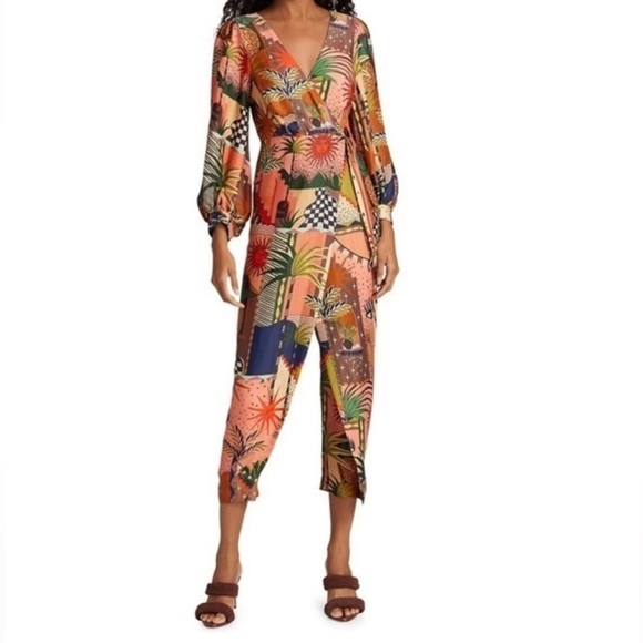 Farm Rio Mystic City Tropic Pink Jumpsuit Size S - Picture 1 of 14